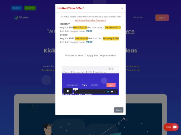 30% Off First Month at E-Funnels Coupon Code